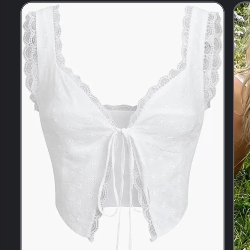 Commense White tie in the front top